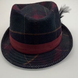 Bailey Of Hollywood Dark Plaid Fedora with Red Band